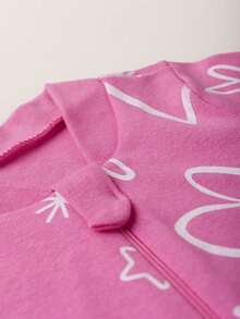 BEBE FOFUXO Baby Jumpsuit Without Feet With Zipper Suede Print (NB/S/M/L/1) - 淺粉色 - 查看 2