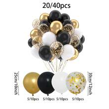 20/40 buc baloane confetti din hârtie negre și colorate, baloane din latex de 10 inch, pentru ziua de naștere, nuntă, absolvire, Anul Nou, aniversare, petrecere, decor