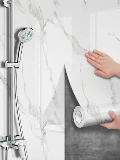1 Roll Marble Pattern Self-Adhesive Wallpaper, Granite Texture, Suitable For Old Furniture, Self-Adhesive Removable, Cover Surface, Marble Pattern Wallpaper, Easy To Tear And Stick, Bathroom Decor, Renovation Sticker, Room Decor, Wallpaper, Wall Decor Wallpaper, Wall Sticker