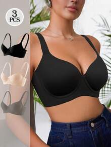 Sensual Star 3 piezas Sujetadores lisos de color minimalista, Sujetador sin costuras y sin aros, cómodo y transpirable, disponible en tres colores - Multicolor - Ver 11