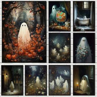 1 adet / 3 adet Duvar Sanatları Posterleri İsteğe Bağlı Çerçeve / Çerçeveli Cadılar Bayramı Hayalet Poster Perili Dağ Malikanesi Karanlık Akademi Gotik Cadılar Bayramı Hayalet Sevimli Tuval Baskı Poster Duvar Dekoru Ev Odası Dekoru