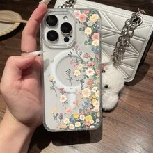 TPU + Acrílico, magnético, blanco, transparente, funda para teléfono, sensación de una máquina desnuda, adecuada para teléfonos móviles, resalta la sensación de alta gama de Apple, envíesela a su familia/usted mismo - Rosa - Ver 2