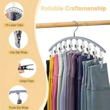 Tight Clothing Organizer, Metal Yoga Pants Hanger With 10 Clips, Can Accommodate 10 Pairs Of Tight Clothing, Pants, Ties, Socks, Various Clothing Storage Tools, Space Saving Hanging Wardrobe Organizer With Rubber Coating Wardrobe Organizer And Storage Space, Black - 2PCS - View 3