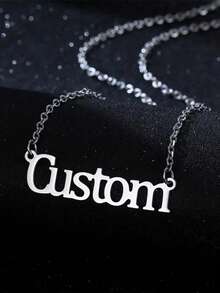 个性化不锈钢名字项链 - 可定制字母或名字吊坠，优雅的草书风格首饰，适合日常或特殊场合佩戴 - 生日、周年纪念日、婚礼礼物 - 简约定制名字首饰，高端配饰，字母图案适合开学季、假期和旅行，返校时尚 - 彩色 - 查看 2