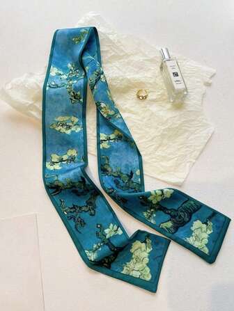 4-pack vintage oljemålningstryck pannband set - sidenhårscarf och band för kvinnor och flickor | Bohemiska, fest, bröllop, vardagliga håraccessoarer (4 stilar) turbanpannband svettband, hårband höst vinter hårband för semesterkläder kvinna kvinnor bandanas mjuk huvudbonad