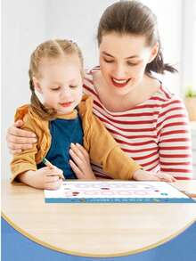 1 Set Of 32 Page Mind Enlightenment Movement Reusable Magic Practice Tracking Workbook Montessori Painting Education Control Training. Back To School Season Books. (Pen Eraser And Snap Ring Colors Are Randomly Assigned) - Multicolor - View 4