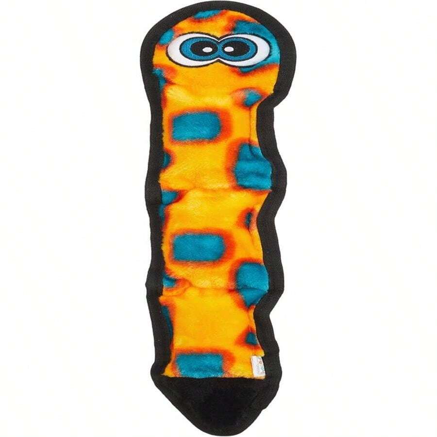 Outward Hound Durablez Stuffing-Free Squeaky Interactive Dog Toy, Tough Plush, Snake, Blue, XL - Orange Snake - 查看 1