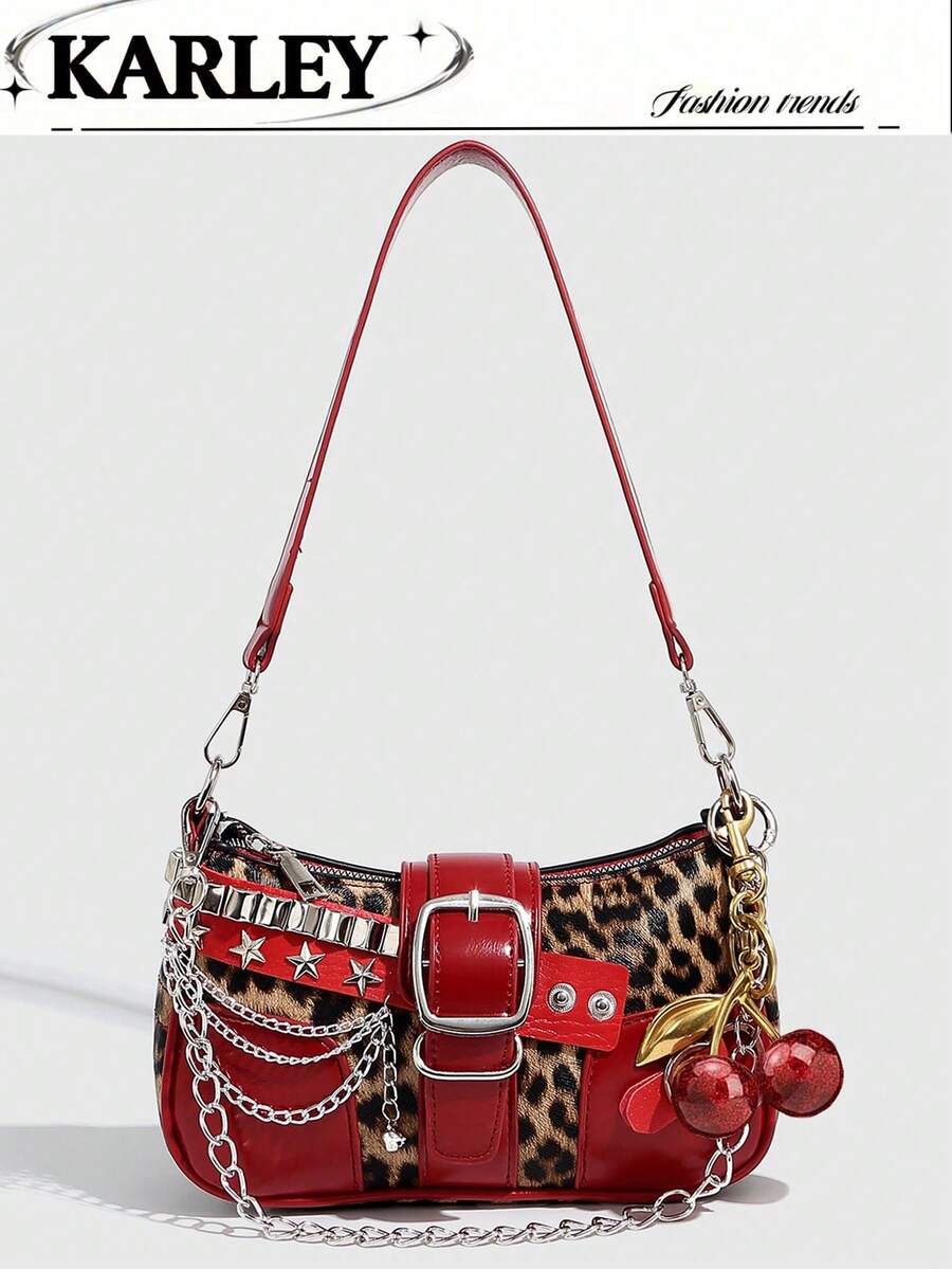 Y2K 时尚百搭星月设计独特银色千禧年肩链斜挎包，完美契合女孩街头风和派对造型，也是馈赠佳品。星形印花女士手提包，万圣节钱包，是化装舞会、万圣节时尚和哥特活动的理想之选，也是送给女性的最佳万圣节礼物，与万圣节服装完美搭配。