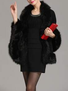 Elegante Cardigã Curto de Malha Jacquard de Acrílico Feminino, Xale de Pele Sintética com Fecho de Gancho e Olho, Cor Sólida Sem Mangas, Ideal para Festas e Eventos, Perfeito para o Outono/Inverno