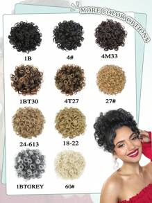 Large Curly Messy Bun Hair Piece Elastic Drawstring Ponytail Loose Wavy Short Ponytail Extension Synthetic Hair Tousled Fake Hair Bun For Women Daily Use