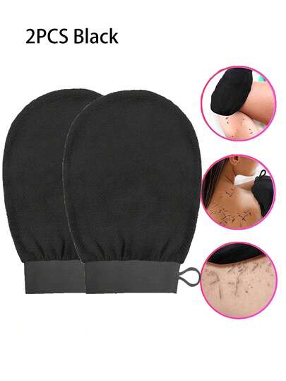 1 Set Korean Exfoliating Gloves - Effectively Removes Dead Skin, Suitable For Spray Tanning Or Keratosis Pilaris, Made Of 100% Viscose Fiber