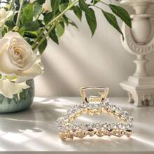 1 件几何图案休闲可爱锌合金发夹，水钻装饰发饰，适合所有季节发饰时尚爪夹女士发夹休闲发夹秋季配饰秋季时尚发夹冬季度假装女士