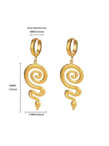 女士复古蛇形吊坠不锈钢耳环，18k 镀金防褪色环形耳环，派对婚礼珠宝度假配饰，万圣节圣诞节礼物 - 多款 - 查看 14