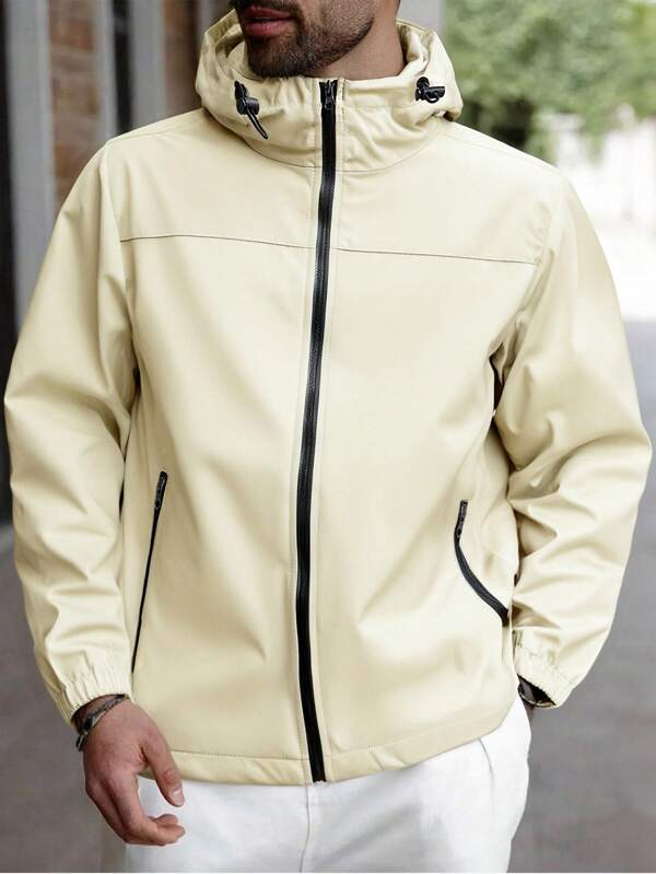 Veste capuchonnée pour hommes avec poches, vêtement extérieur pour le printemps et l'automne