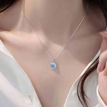5pcs Moonstone Jewelry Set - Vintage Bohemian Style, Alloy Faux Moonstone Pendant, Suitable For Casual Wear And Gifts, Luxurious White Moonstone 5-Piece Set, Aquamarine Design Necklace Pendant, Faux Moonstone Minimalist Elegant Versatile Choker Necklace Accessory