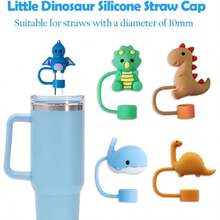QY 8 Pack Animal Straw Cover Cap For  Cup 3040 Oz Tumbler Silicone Straw Topper Protector Lid In Various Shapes Reusable Cute Dinosaurs Covers For 0.4 Inch 10 Mm Straws 2216 - 8件恐龍吸管套 - 查看 2