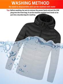 Veste chauffante décontractée pour hommes, couleur unie, manches longues, contrôle unique 9 zones de chauffage, manteau d'hiver à isolation thermique