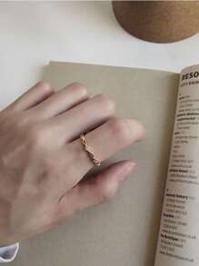 1 قطعة خاتم فضي مفتوح قابل للتعديل بسيط