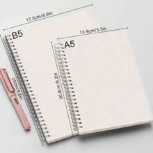 Quaderno a spirale con griglia grande, quaderno a spirale, mini quaderno, griglia spessa, quaderno semplice per studenti e laureati, quaderno con copertina trasparente - adatto per studio, ufficio, scrittura e disegno, forniture scolastiche, ritorno a scuola