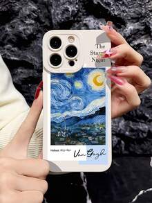 1 件白色艺术小镇图案 TPU 防震手机壳，适用于 Apple 16、15、14、13、12、11 Pro Max - 彩色 - 查看 2