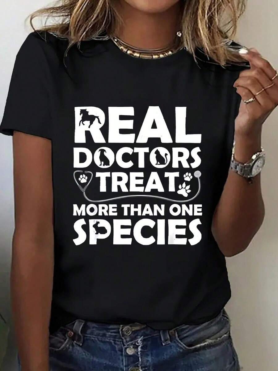 Comfortable Women's T-Shirt With Floral Typography