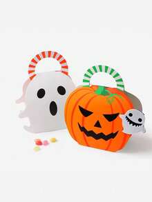 2 Stücke kreative Halloween Geschenkboxen, Geister & Kürbis Verpackungstüten, Süßigkeiten Boxen