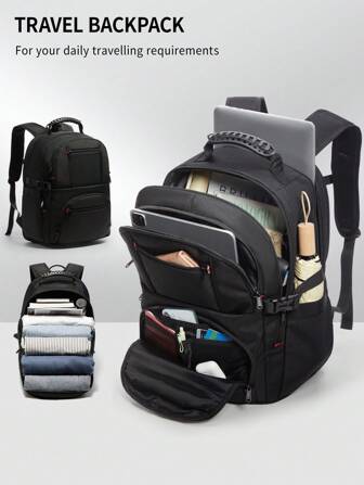 Sac à dos pour ordinateur portable de voyage pour hommes, sac à dos pour ordinateur portable de 17,3 pouces pour hommes, sac à dos extra large de 45 L pour ordinateurs portables de jeu avec port de chargement USB, sac à dos d'affaires pour hommes pour les voyages, approuvé pour les vols, poche anti-vol RFID, résistant à l'eau