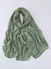 1pc Modal Viscose Solid Muslim Hijab, Fashion Breathable Plain Lightweight Headscarf, Double Needle Lockstitch Refined Edging Craftsmanship, Women Scarf For Lady, Suitable For All Seasons