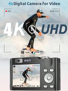 Retro Digital Camera 32GB HD 1080P 44MP 2.4'' LCD Display Screen 16X Zoom Anti-Shake, Listen Music/Play Games, With 32GB Card, Rechargeable Mini Camcorder For Beginners, Ideal Gift For Birthday - 黑色 - 查看 5