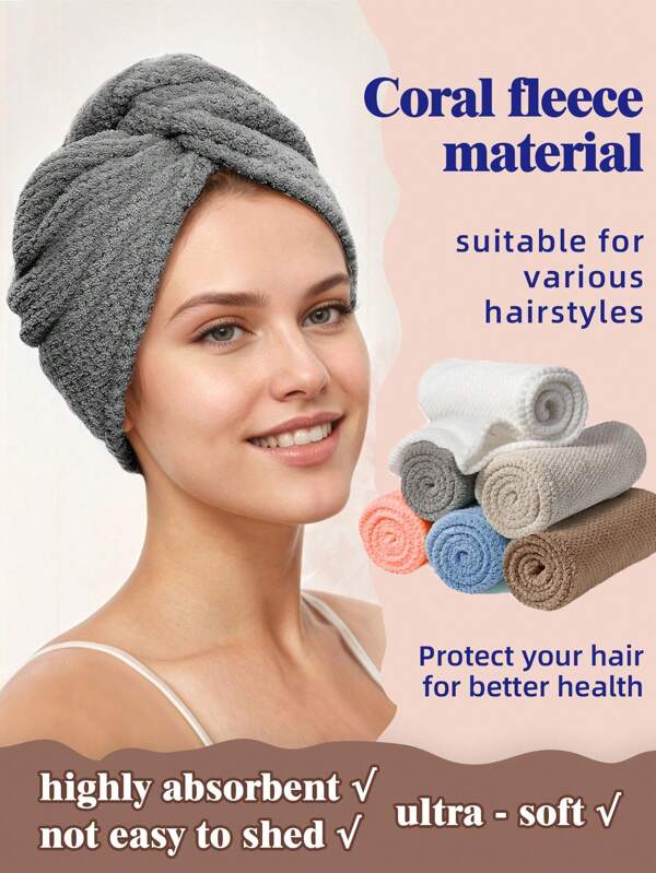 1/3pcs Premium Quick-Drying Microfiber Head Towel Wrap, Soft And Comfortable, Super Absorbent Hair Drying Towel For Frizzy Hair, Multi-Color Selection, Must Have Daily Towel Gift, Bathroom Supplies, Home Supplies Back To School Hair Bonnet