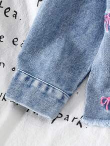 2 Stücke Baby Mädchen Vintage Schleife Langarm Denim Jacke + Jeans Hose Set, Herbst & Frühling - Blau - Übersicht 5