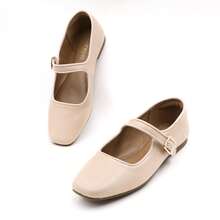 Mary Jane Flat Shoes Round Toe Ballet Flats For Women Dressy Fabric Business Flats Comfortable Classic Strap Flats For Office JUJU-1 - khỏa thân - Xem 8