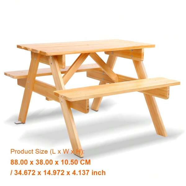 Kids Wooden Outdoor Picnic Table And Chairs Set – Durable Children's Garden Bench Furniture For Playtime And Meals – Perfect For Backyard Fun And Outdoor Activities
