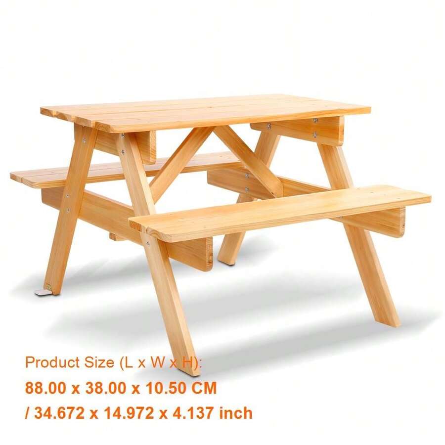 Kids Wooden Outdoor Picnic Table And Chairs Set – Durable Children's Garden Bench Furniture For Playtime And Meals – Perfect For Backyard Fun And Outdoor Activities