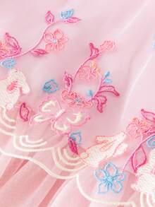 mini bala 2025秋季新款女童网纱连衣裙，中国风甜美柔软内衬 - 粉紅 - 查看 9