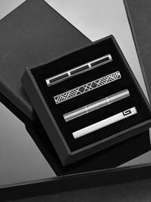 5pcs Men Fashion Personalized Versatile Tie Clips, Silver Business Casual Tie Pin Suitable For Formal Suit Wear Men Necktie