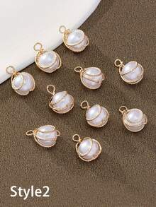 50 件 12 毫米白色光面亚克力饰品吊坠圆形散珠饰品带水钻适用于吊坠耳环项链首饰制作 - 1 - 查看 8