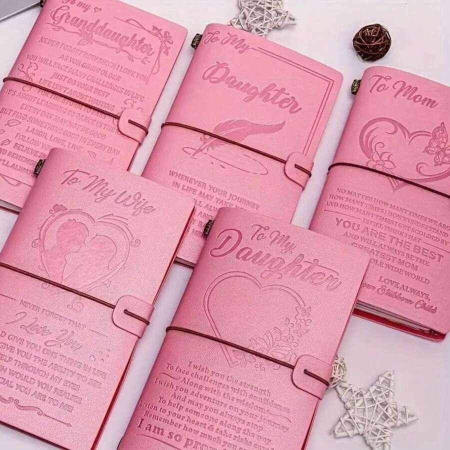 1 Stück rosa Notizbuch, kann 136 Seiten beschreiben, und der Kartenschlitz Aufbewahrungsbeutel kann frei mit den Seiten kombiniert werden