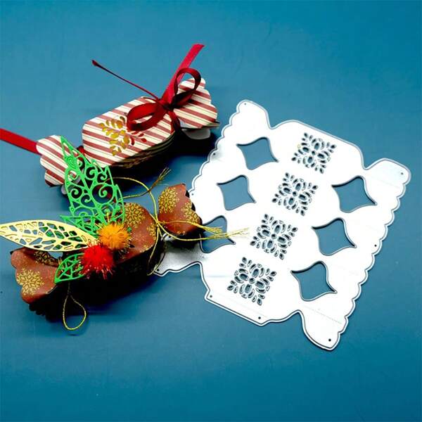 Caja de regalo con forma de caramelo - Troquelados metálicos en relieve 3D, plantilla para manualidades de scrapbooking, álbumes, papel, decoración