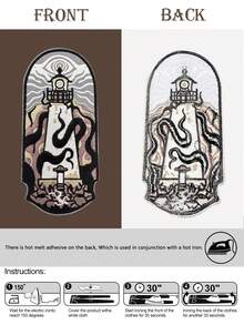 3pcs Luminous Lighthouse Embroidered Patch, Luminous Patch, Lighthouse Patch, Dark, Gothic, Punk, Alternative Back Patch, Can Be Ironed/Sewn, Suitable For Clothing, Backpacks, Hats - 彩色 - 查看 4