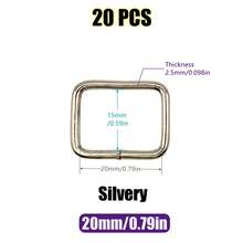 20 chiếc/gói 10-38mm Vòng khóa hình chữ nhật bằng kim loại Vòng khóa trượt cho thắt lưng, dây đeo ba lô, túi xách, vòng cổ thú cưng, phụ kiện tự làm - Nhiều màu - Xem 25