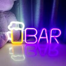1 pezzo Luce a LED a forma di lettera "Bar", lampada alfabeto a luce bianca calda, combinazione di parole DIY BAR adatta per bar, taverna, festa, compleanno, campeggio, zona pranzo, corridoio, dormitorio, camera da letto, spuntino notturno, ristorante e scene di festa, decorazione per San Valentino, Festa della Mamma, Ognissanti, Natale e altre vacanze - funzionamento a batteria (batterie non incluse)