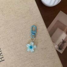 5pcs Colorful Transparent Flower Keychains, Cute Keyring Charms For Bags, Earphone Cases, Accessories