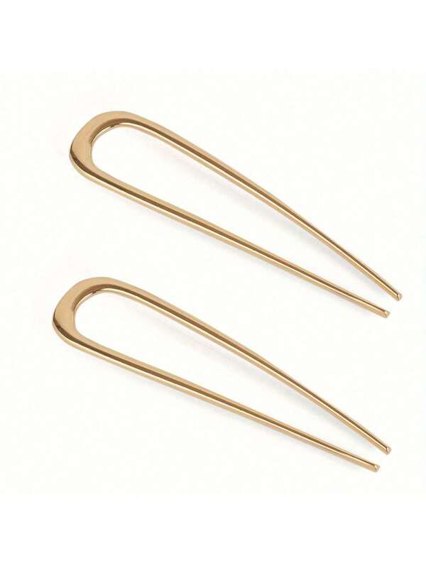 3/2/1pc Large Elegant Golden U-Shaped Metal Hair Pins - Ideal For Thick & Long Hair, French Barrettes For Women, Bun Extension