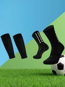 FLSHMCEN 4/10 pares de calcetines de fútbol para hombre con almohadillas antideslizantes para fútbol, baloncesto y otros deportes