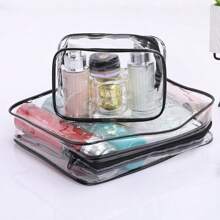 3pcs Multi-Functional Portable Outdoor Travel Transparent Waterproof Wash Bag For Storage. It Can Be Used As A Wash Bag. Cosmetic Bag And Stationery Bag Are Suitable For A Wide Range Of Uses. 3 Size (Medium, Medium And Small)