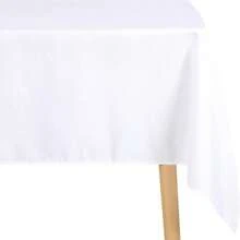 JIUZHEN Faux Linen Rectangle Tablecloth - Wrinkle And Stain Resistant Washable Table Cloth For Kitchen Dining Room Holiday Table Cover For Party Dinner Outdoor Picnic, Beige, 54 X 80 Inch