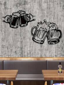 1pc Of "Cheers" Beer Glass Metal Wall Art, Metal Sign With Beer Glass Silhouette, Durable Indoor/Outdoor Wall Decoration, Suitable For Home, Bar, Cafe, Party, Restaurant, Kitchen, Etc., Perfect Gift For Beer Lovers, Halloween, Thanksgiving, Christmas Gift, Ideal Holiday Gift