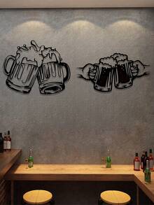 1pc Of "Cheers" Beer Glass Metal Wall Art, Metal Sign With Beer Glass Silhouette, Durable Indoor/Outdoor Wall Decoration, Suitable For Home, Bar, Cafe, Party, Restaurant, Kitchen, Etc., Perfect Gift For Beer Lovers, Halloween, Thanksgiving, Christmas Gift, Ideal Holiday Gift