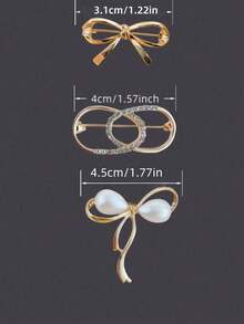 1/2/3/4/6件套女士时尚优雅珍珠蝴蝶结椭圆形水钻防曝光胸针，多功能毛衣西装外套别针，腰领固定夹，别致翻领花朵配饰 - 彩色 - 查看 2